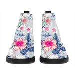 Hibiscus Orchids Hawaii Pattern Print Flat Ankle Boots