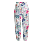 Hibiscus Orchids Hawaii Pattern Print Fleece Lined Knit Pants