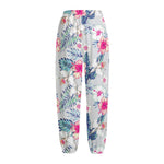 Hibiscus Orchids Hawaii Pattern Print Fleece Lined Knit Pants