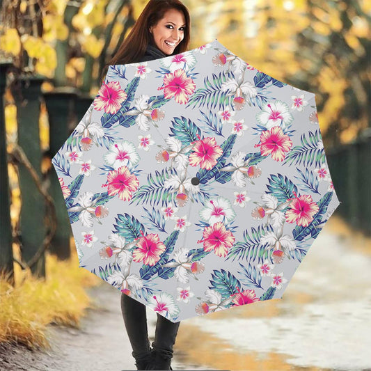 Hibiscus Orchids Hawaii Pattern Print Foldable Umbrella