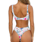 Hibiscus Orchids Hawaii Pattern Print Front Bow Tie Bikini