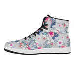 Hibiscus Orchids Hawaii Pattern Print High Top Leather Sneakers