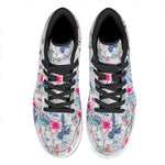Hibiscus Orchids Hawaii Pattern Print High Top Leather Sneakers