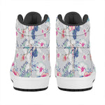 Hibiscus Orchids Hawaii Pattern Print High Top Leather Sneakers