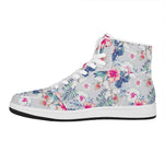 Hibiscus Orchids Hawaii Pattern Print High Top Leather Sneakers