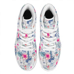 Hibiscus Orchids Hawaii Pattern Print High Top Leather Sneakers