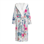 Hibiscus Orchids Hawaii Pattern Print Hooded Bathrobe