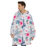 Hibiscus Orchids Hawaii Pattern Print Hoodie Blanket