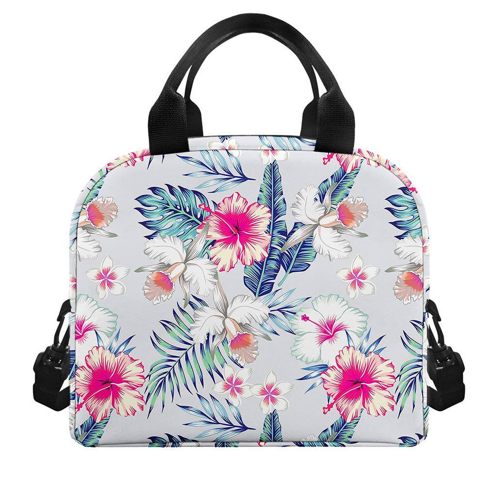 Hibiscus Orchids Hawaii Pattern Print Insulated Lunch Bag