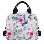 Hibiscus Orchids Hawaii Pattern Print Insulated Lunch Bag