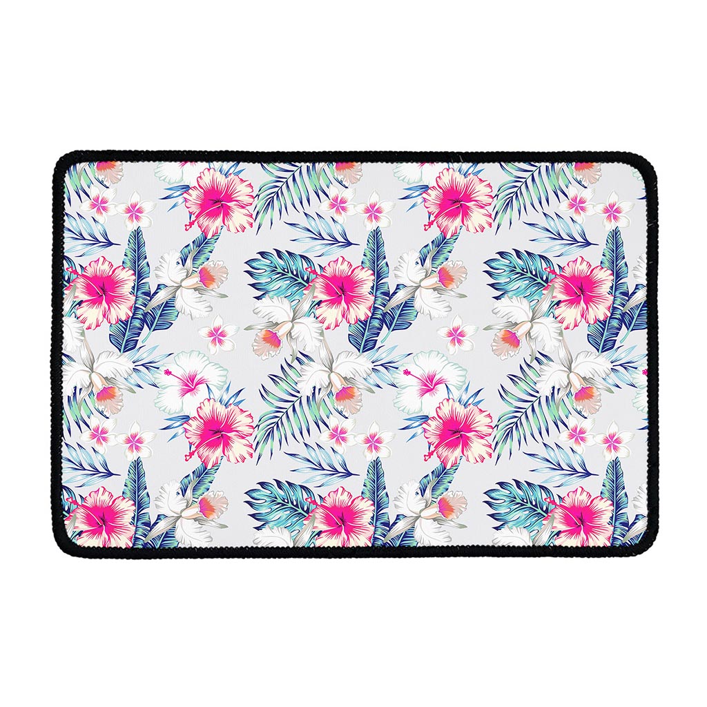 Hibiscus Orchids Hawaii Pattern Print Kitchen Mat