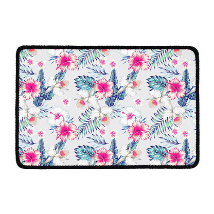 Hibiscus Orchids Hawaii Pattern Print Kitchen Mat
