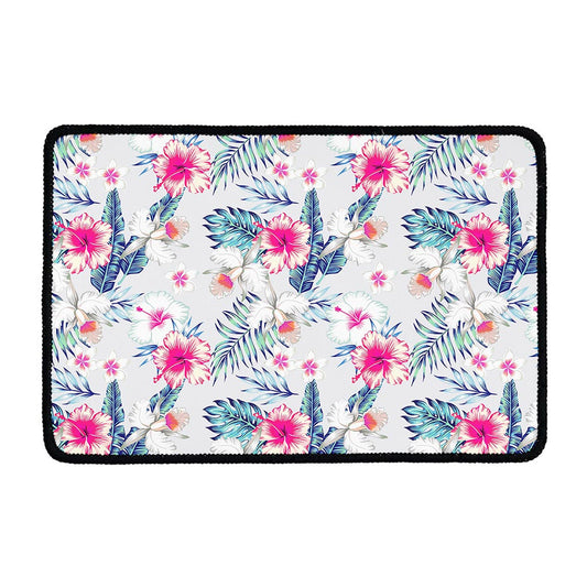 Hibiscus Orchids Hawaii Pattern Print Kitchen Mat