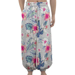 Hibiscus Orchids Hawaii Pattern Print Lantern Pants