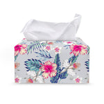 Hibiscus Orchids Hawaii Pattern Print Leather Tissue Box Cover