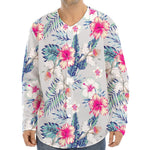 Hibiscus Orchids Hawaii Pattern Print Long Sleeve Baseball Jersey