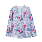 Hibiscus Orchids Hawaii Pattern Print Long Sleeve Short Coat