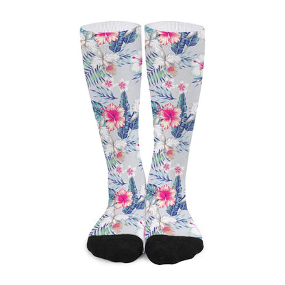 Hibiscus Orchids Hawaii Pattern Print Long Socks