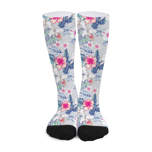 Hibiscus Orchids Hawaii Pattern Print Long Socks
