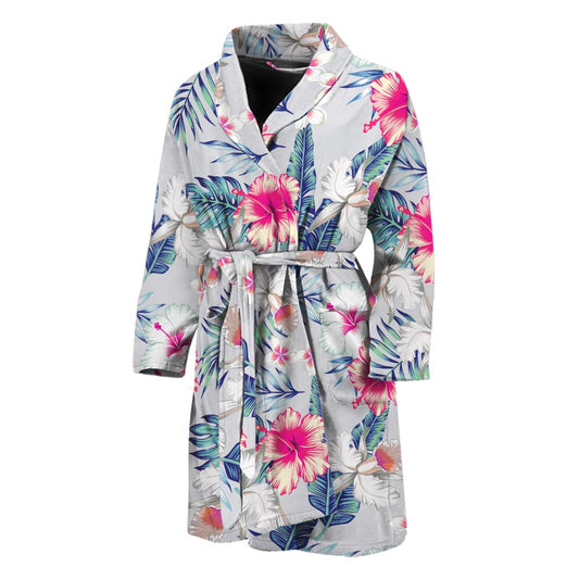 Hibiscus Orchids Hawaii Pattern Print Men's Bathrobe