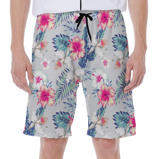 Hibiscus Orchids Hawaii Pattern Print Men's Beach Shorts