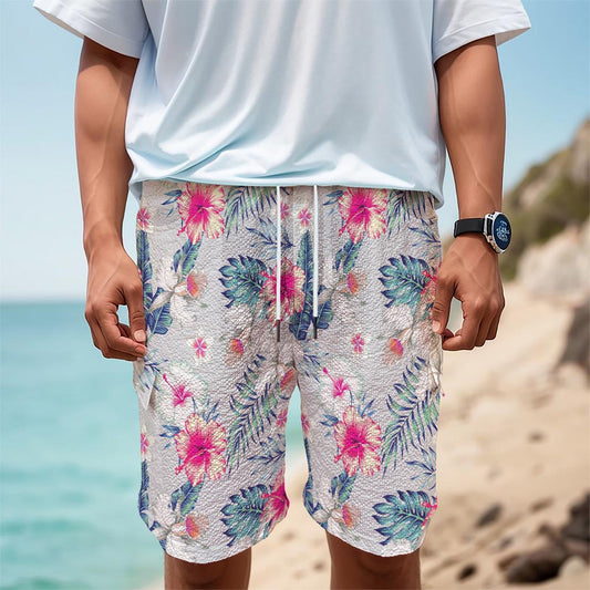 Hibiscus Orchids Hawaii Pattern Print Men's Cargo Shorts