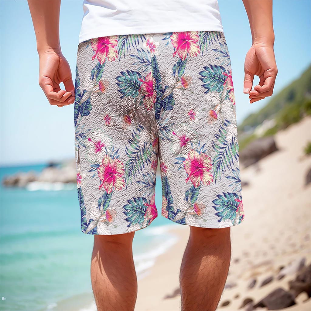 Hibiscus Orchids Hawaii Pattern Print Men's Cargo Shorts