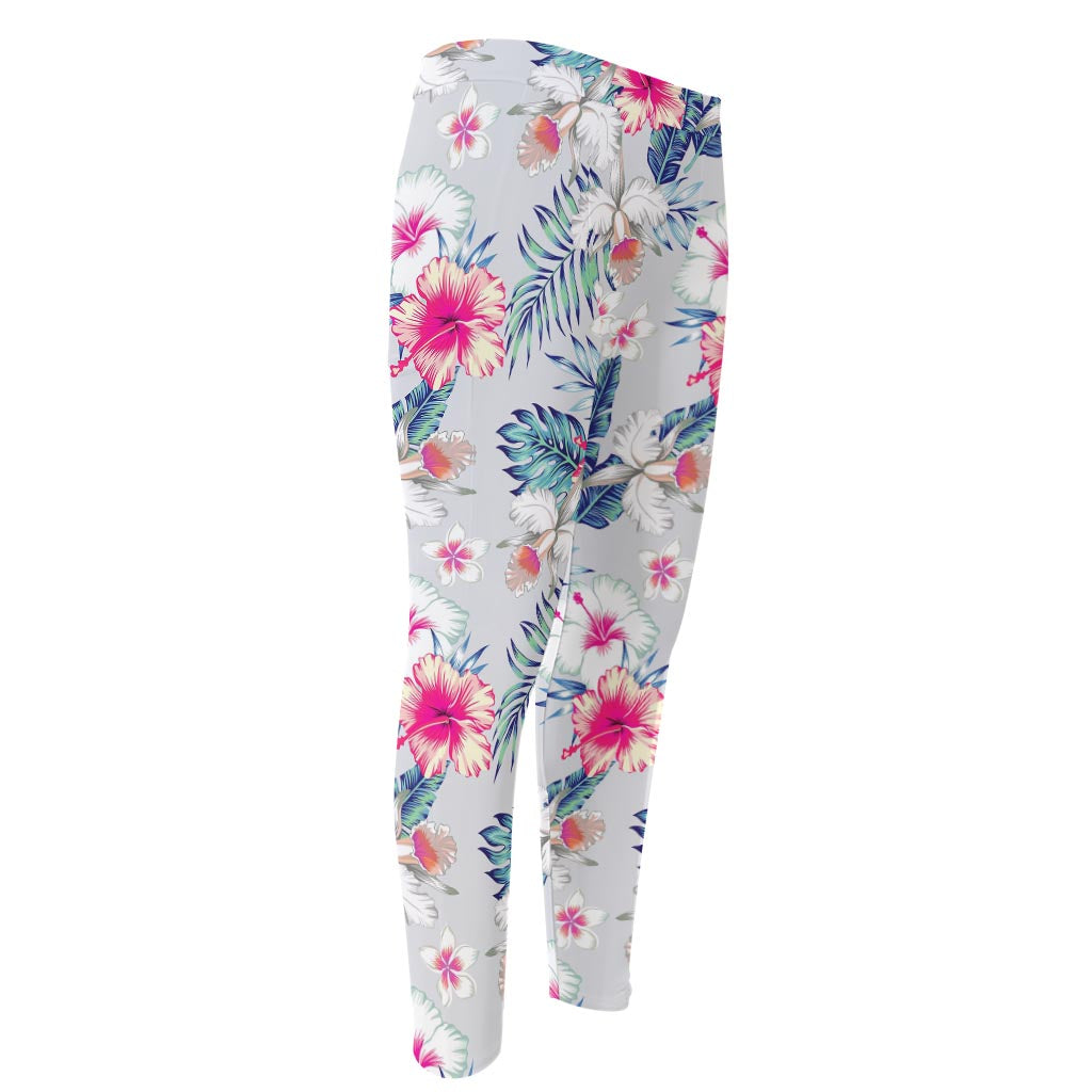 Hibiscus Orchids Hawaii Pattern Print Men's Compression Pants