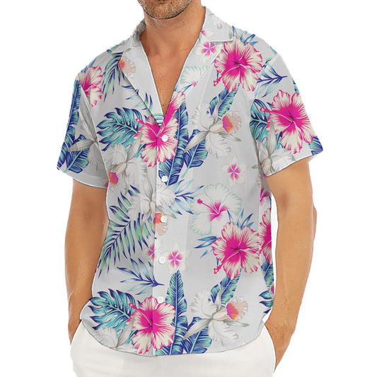 Hibiscus Orchids Hawaii Pattern Print Men's Deep V-Neck Shirt