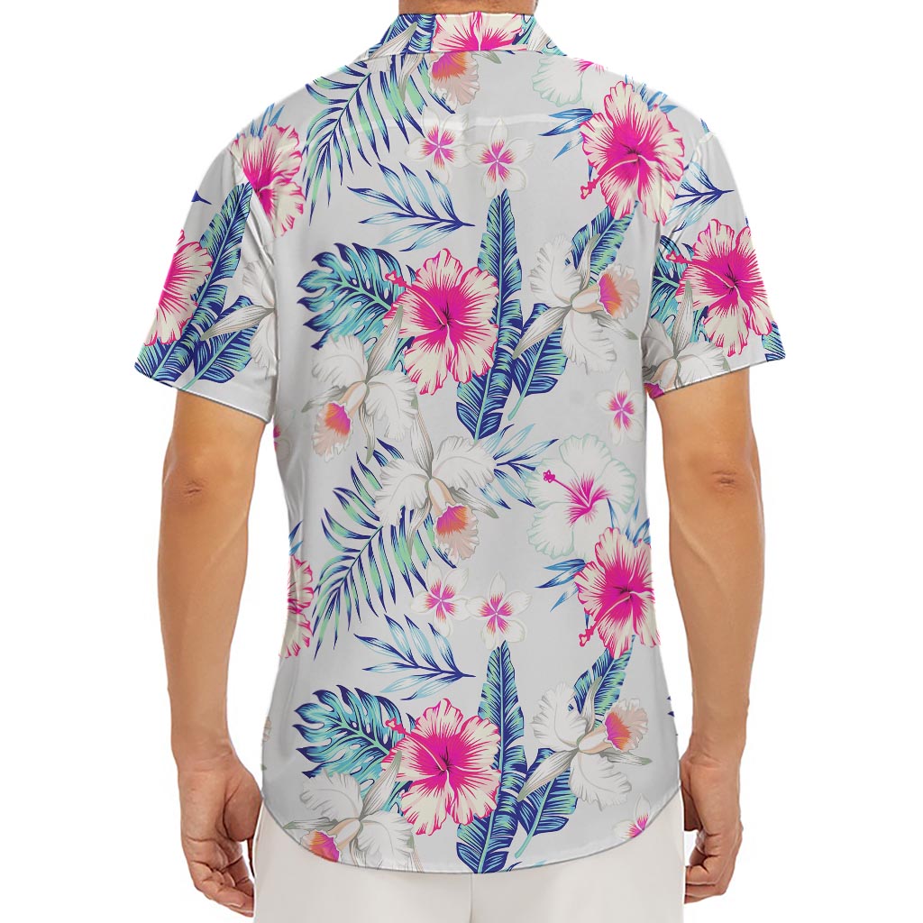Hibiscus Orchids Hawaii Pattern Print Men's Deep V-Neck Shirt