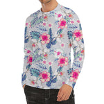 Hibiscus Orchids Hawaii Pattern Print Men's Long Sleeve Rash Guard