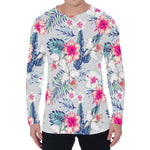 Hibiscus Orchids Hawaii Pattern Print Men's Long Sleeve T-Shirt