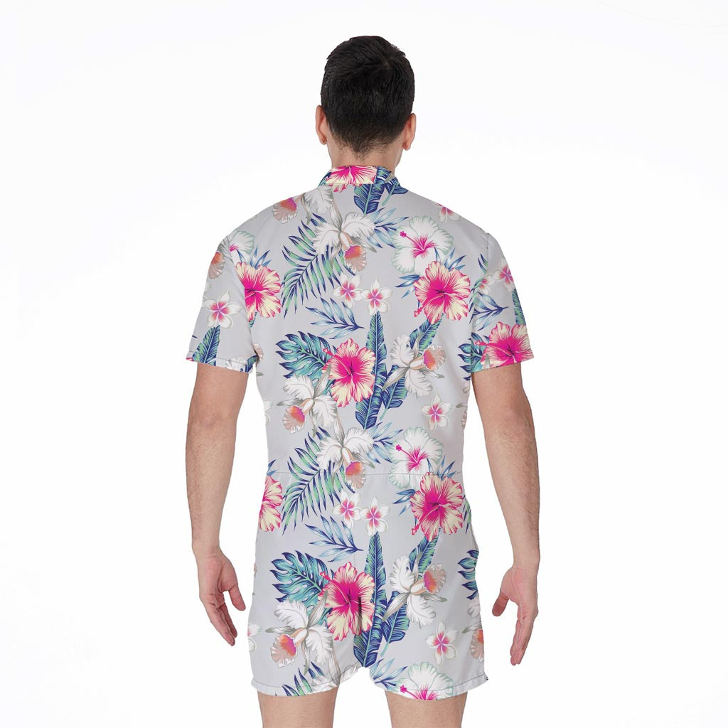 Hibiscus Orchids Hawaii Pattern Print Men's Rompers