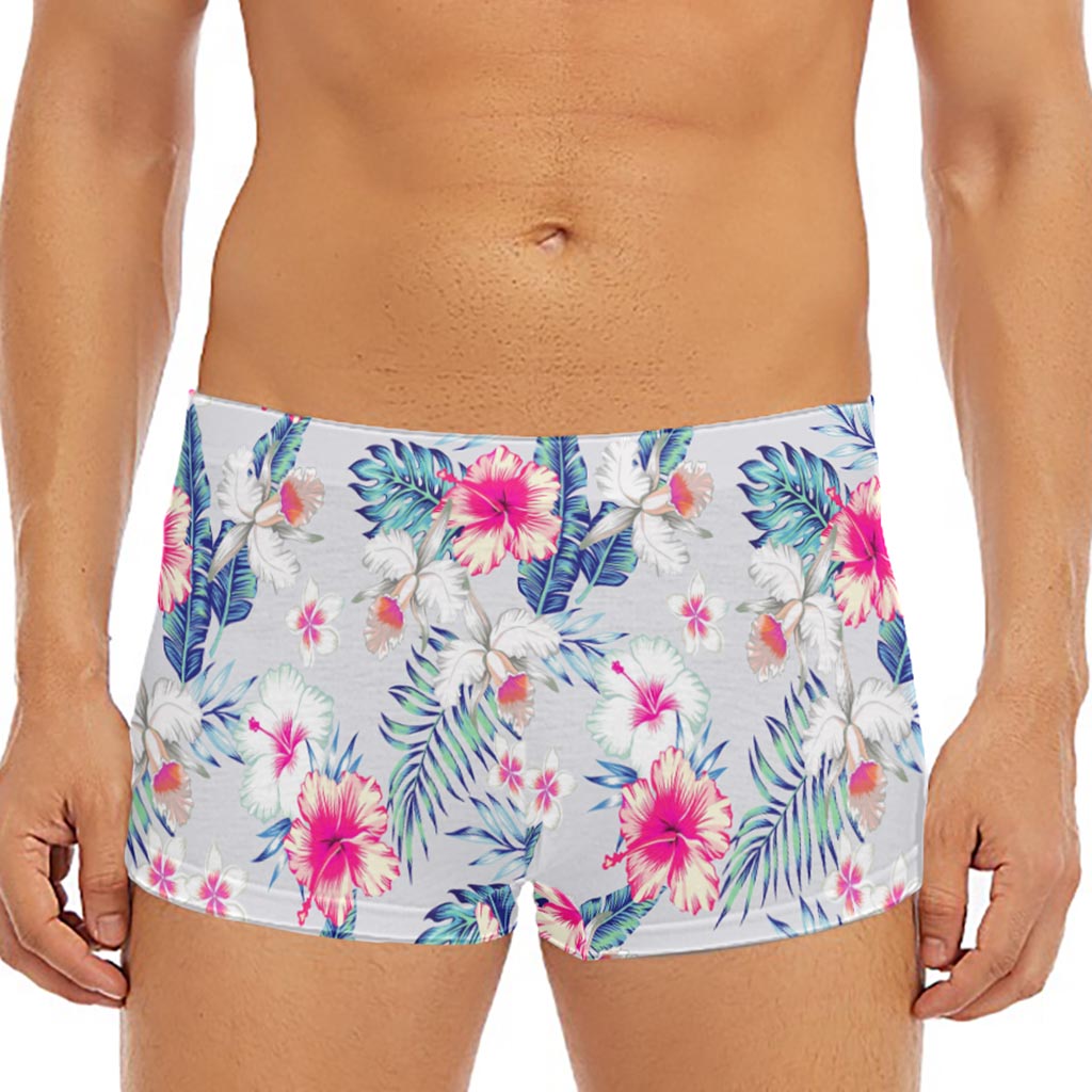 Hibiscus Orchids Hawaii Pattern Print Men's Short Boxer Briefs