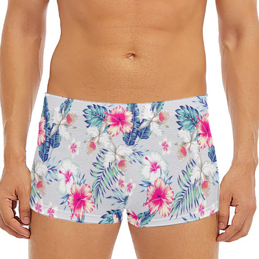 Hibiscus Orchids Hawaii Pattern Print Men's Short Boxer Briefs