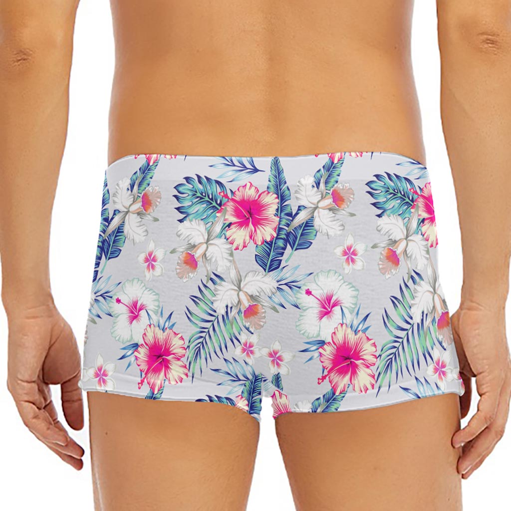 Hibiscus Orchids Hawaii Pattern Print Men's Short Boxer Briefs