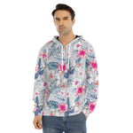 Hibiscus Orchids Hawaii Pattern Print Men's Velvet Pullover Hoodie