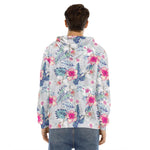 Hibiscus Orchids Hawaii Pattern Print Men's Velvet Pullover Hoodie