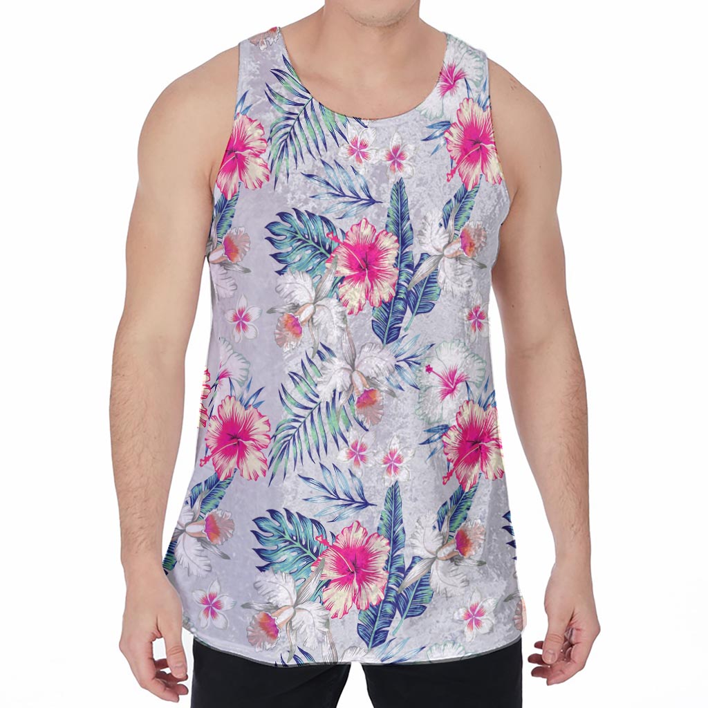 Hibiscus Orchids Hawaii Pattern Print Men's Velvet Tank Top