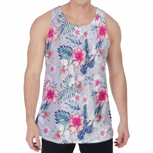 Hibiscus Orchids Hawaii Pattern Print Men's Velvet Tank Top