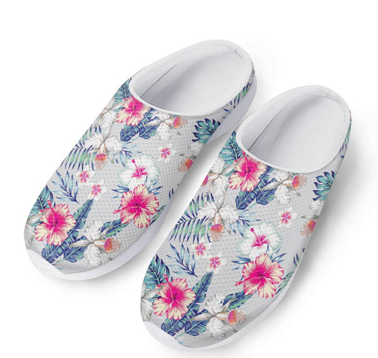Hibiscus Orchids Hawaii Pattern Print Mesh Casual Shoes