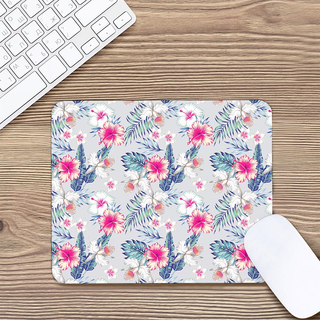 Hibiscus Orchids Hawaii Pattern Print Mouse Pad