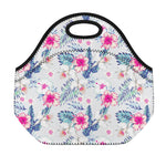 Hibiscus Orchids Hawaii Pattern Print Neoprene Lunch Bag