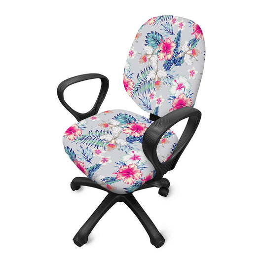 Hibiscus Orchids Hawaii Pattern Print Office Chair Cover