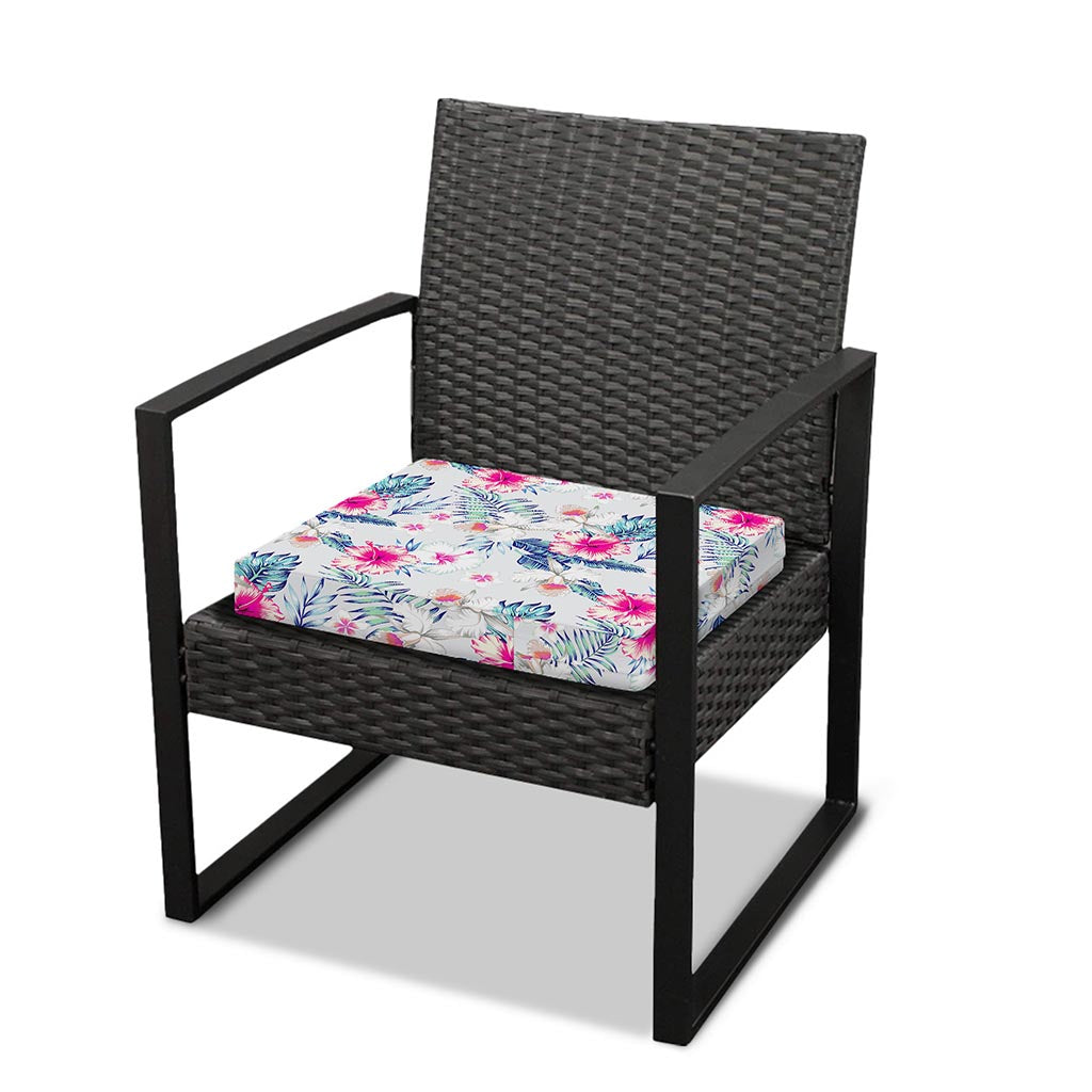 Hibiscus Orchids Hawaii Pattern Print Outdoor Seat Cushion Cover