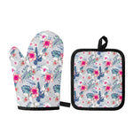 Hibiscus Orchids Hawaii Pattern Print Oven Mitt And Pot Holder Set