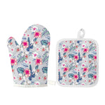 Hibiscus Orchids Hawaii Pattern Print Oven Mitt And Pot Holder Set