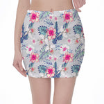 Hibiscus Orchids Hawaii Pattern Print Pencil Mini Skirt
