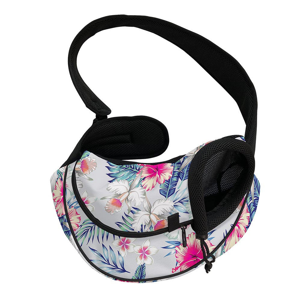 Hibiscus Orchids Hawaii Pattern Print Pet Sling Carrier