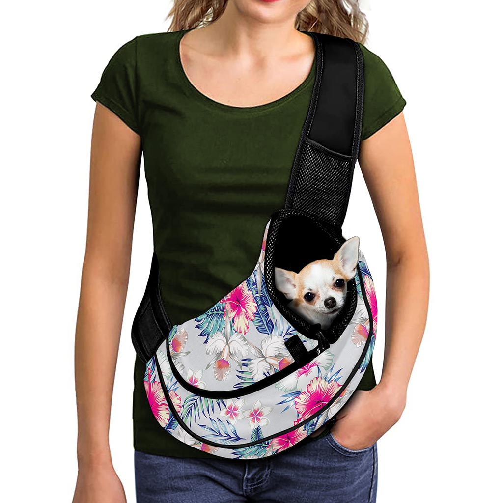 Hibiscus Orchids Hawaii Pattern Print Pet Sling Carrier